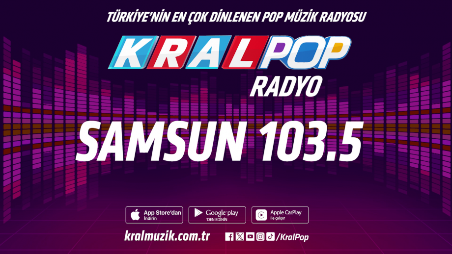 Kral Pop Radyo Samsun'da 103.5 Frekansında Yeniden İletimle Yayında!